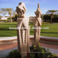 Hot sale outdoor decorative pillar hand carved natural stone figure column